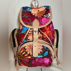 Mexican Hand Embroidered Backpack . Handmade In Mexico